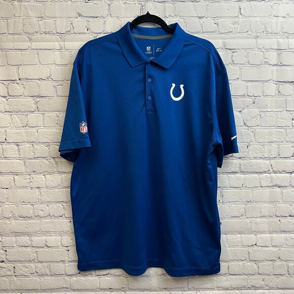 Nike NFL On Field Apparel Indianapolis Colts Blue Polo Short Sleeve Shirt XL - Picture 1 of 8